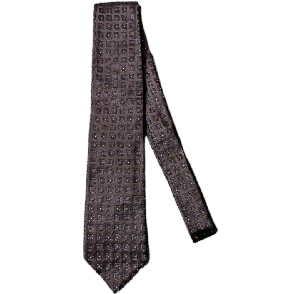Massimo Bizzocchi Silk Men's Tie Chocolate Brown Patterned Italy Luxury Necktie